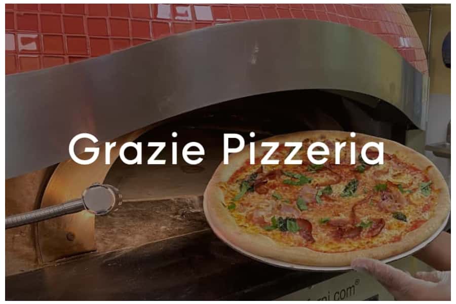 <span>Grazie Pizzeria<br><br>13700 FM 973, Suite D-402<br>Manor, TX, 78653<br><br>(512) 549-4222</span>