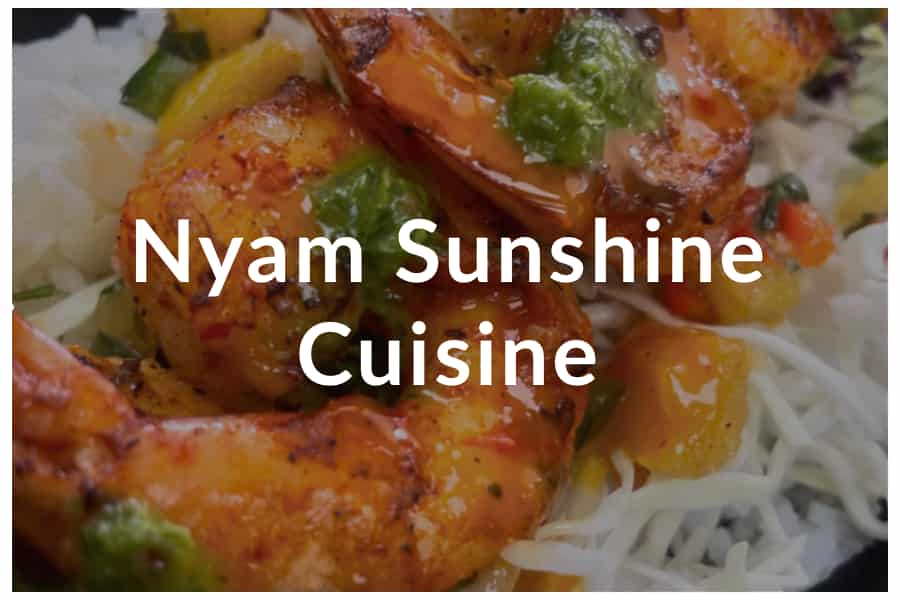 <span>Nyam Sunshine Cuisine<br><br>730 Shady Lane<br>Austin, TX 78702<br><br>(737) 231-3436</span>